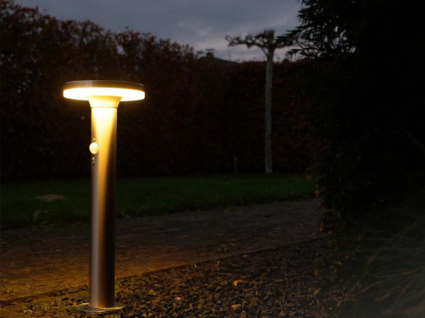 123led Tuinlantaarn solar met sensor | Porto | RVS | 2700K | 6W  LDR01386 - 2