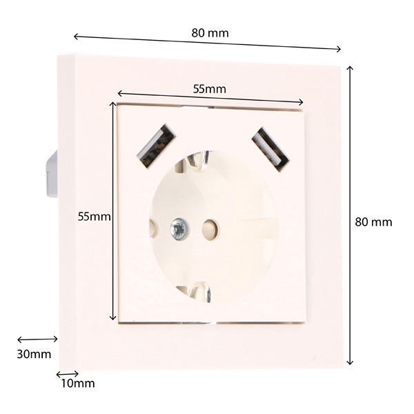 123led USB stopcontact | 2x USB-A | 55 x 55 mm | Wit  LDR06775 - 2
