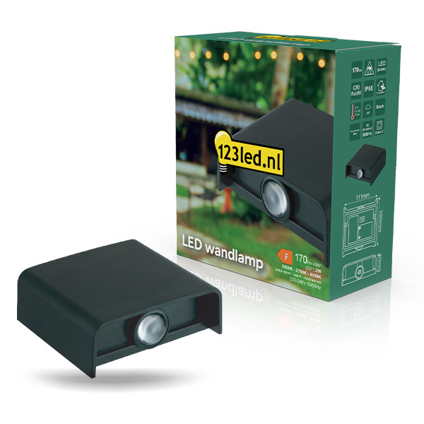 Wandlamp buiten | Up & Down | 2000K-2700K-4000K | 170 lumen | IP65 | 2W | Zwart LDR08872 - 1