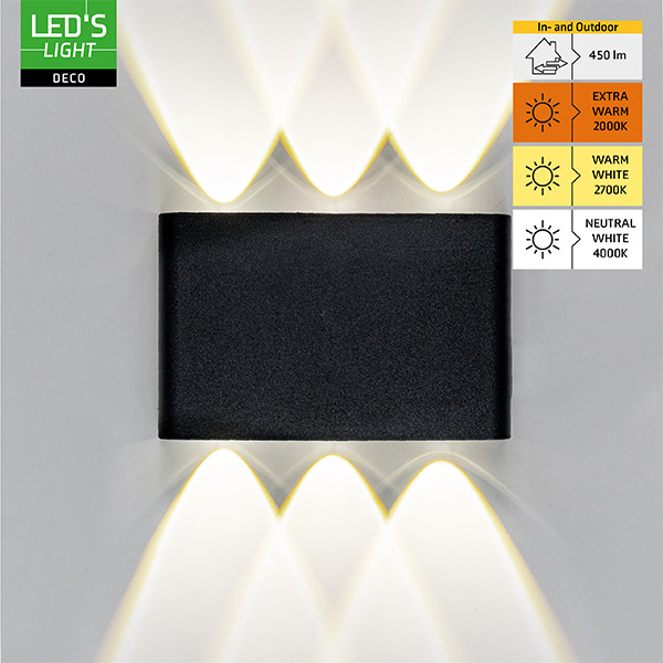 Wandlamp buiten | Up & Down | 2000K-2700K-4000K | IP65 | 5W | Zwart LDR06833 - 2