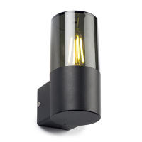 123led Wandlamp buiten E27 | Rond | Smokey | IP44 | Zwart  LDR08510