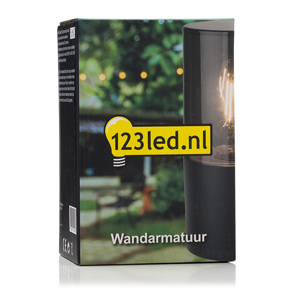 123led Wandlamp buiten E27 | Rond | Smokey | IP44 | Zwart  LDR08510 - 5