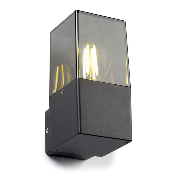 123led Wandlamp buiten E27 | Vierkant | Smokey | IP44 | Zwart  LDR08512 - 1