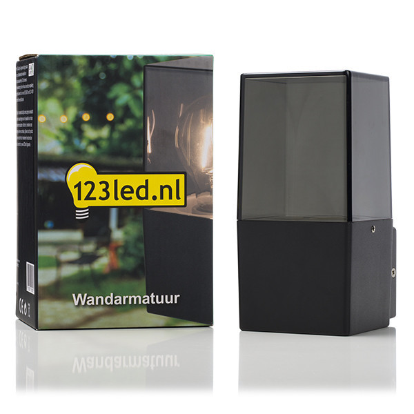123led Wandlamp buiten E27 | Vierkant | Smokey | IP44 | Zwart  LDR08512 - 2