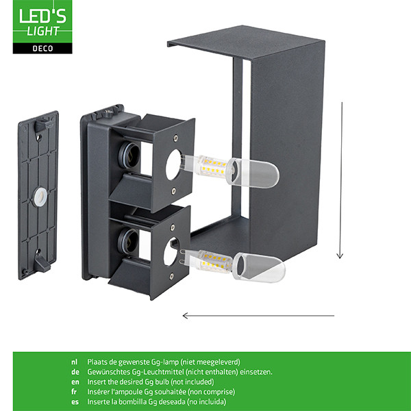 Wandlamp buiten G9 | Up & Down | IP65 | Antraciet LDR06838 - 6