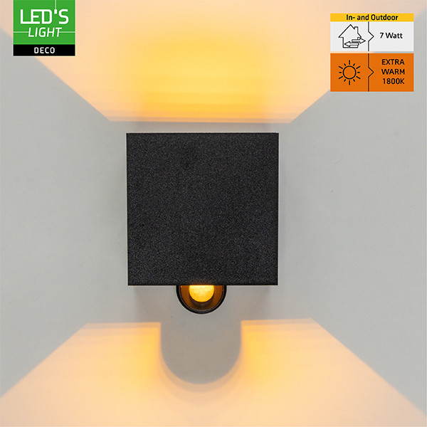 Wandlamp buiten met sensor | Up & Down | 1800K | IP54 | 7W | Zwart LDR06832 - 2