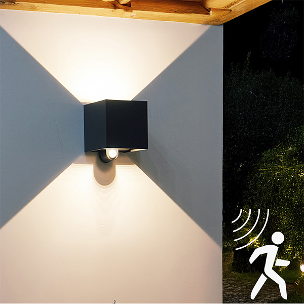 Wandlamp buiten met sensor | Up & Down | 1800K | IP54 | 7W | Zwart LDR06832 - 3