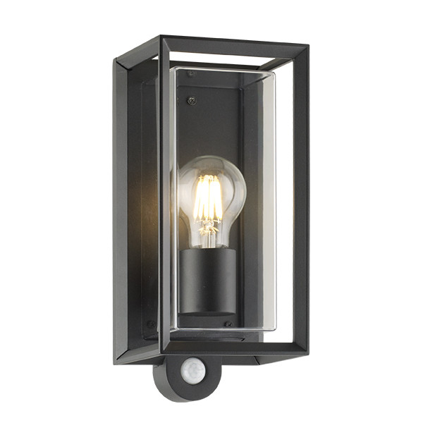 123led Wandlamp buiten met sensor E27 | Boston | IP44 | Zwart  LDR08565 - 1