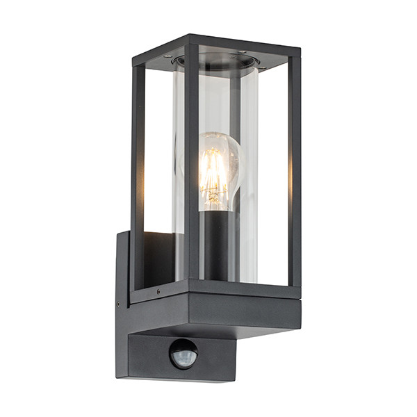 123led Wandlamp buiten met sensor E27 | Dakota | IP44 | Zwart  LDR08554 - 1