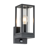 123led Wandlamp buiten met sensor E27 | Dakota | IP44 | Zwart  LDR08554