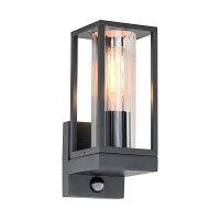 123led Wandlamp buiten met sensor E27 | Dakota Ribble | IP44 | Zwart  LDR08556
