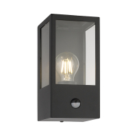 123led Wandlamp buiten met sensor E27 | Houston | IP44 | Zwart  LDR08562