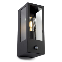 123led Wandlamp buiten met sensor E27 | Manhattan | IP44 | Zwart  LDR08528