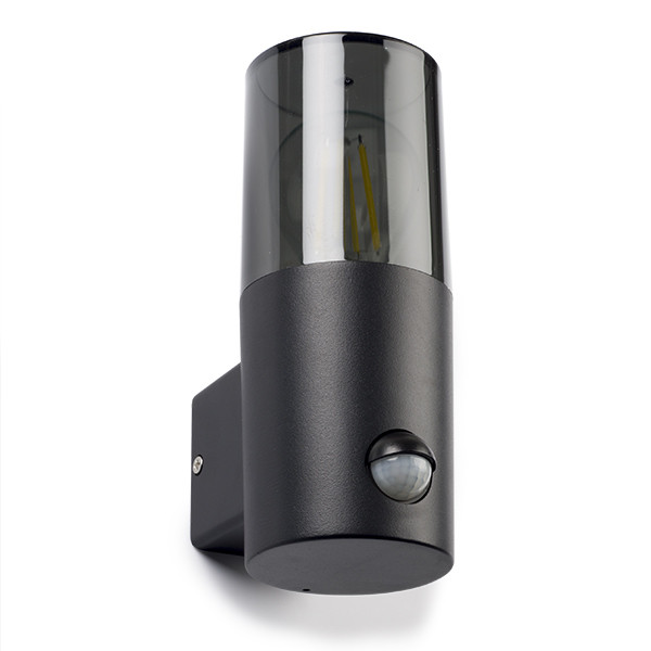 123led Wandlamp buiten met sensor E27 | Rond | Smokey | IP44 | Zwart  LDR08511 - 3
