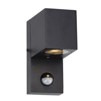 123led Wandlamp buiten met sensor GU10 | San Diego | IP44 | Zwart  LDR08558
