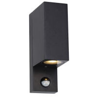 123led Wandlamp buiten met sensor GU10 | Up & Down | San Francisco | IP44 | Zwart  LDR08560