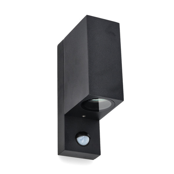 Wandlamp buiten met sensor GU10 | Up & Down | San Francisco | IP44 | Zwart LDR08560 - 1
