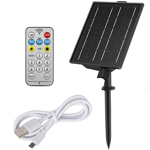 123led Zonnepaneel met USB voor lichtsnoer 24V | Zwart  LDR08587 - 1