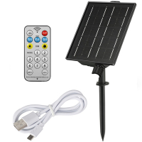 Zonnepaneel met USB voor lichtsnoer 24V | Zwart