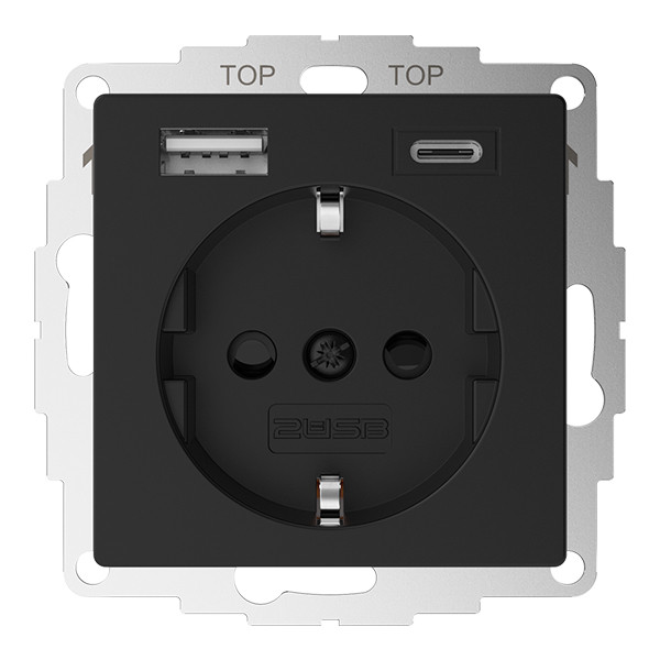 2USB inCharge Pro55 wandcontactdoos | USB A + USB C | Mat zwart  L2U00015 - 1