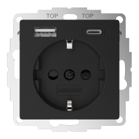 2USB inCharge Pro55 wandcontactdoos | USB A + USB C | Mat zwart  L2U00015