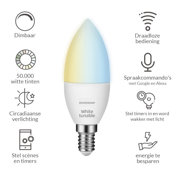 AduroSmart Zigbee smart lamp E14 | Tunable white | 1 stuk | 6,5W | 2200-6500K  LAD00011 - 5