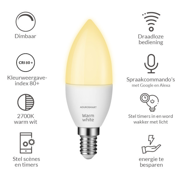 AduroSmart Zigbee smart lamp E14 | Warm wit | 1 stuk | 6W | 2700K  LAD00013 - 5
