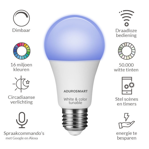 AduroSmart Zigbee smart lamp E27 | Tunable colour | 1 stuk | 9W | RGB + 2200-6500K  LAD00005 - 5
