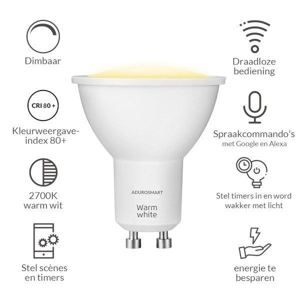 AduroSmart Zigbee smart spots GU10 | Warm wit | 2 stuks | 6W | 2700K  LAD00017 - 5