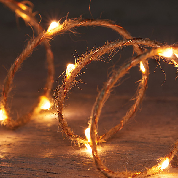 Anna Collection Draadverlichting op batterijen | 1 meter | Warm wit | 20 leds | Jute  LCO00307 - 1