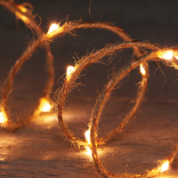Draadverlichting op batterijen | 2 meter | Warm wit | 40 lampjes | Jute LCO00308