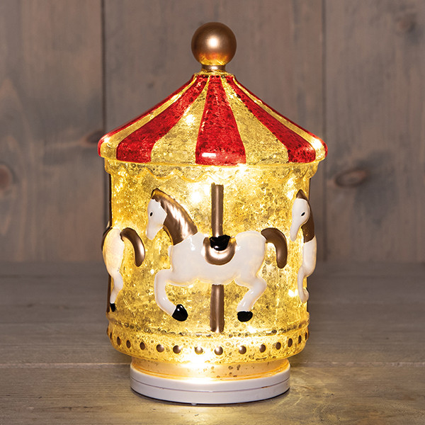 Draaiende kerstdecoratie | Carousel met paard  | USB-C | 13 x 20.5 cm | Rood/Goud LCO00728 - 1