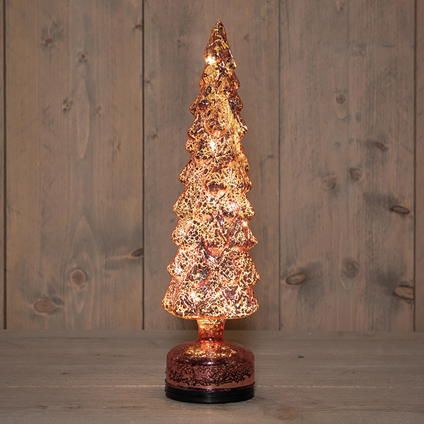 Draaiende kerstdecoratie | Kerstboom met strikken | USB-C | 10 x 10 x 38,5 cm | Roze LCO00726 - 1