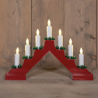Kaarsenbrug op batterijen | 37.5 x 26.5 cm | 7 lampjes | Warm wit | Rood LCO00854