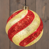 Kerstbal draaiend op batterijen | Warm wit | Ø 15 cm | Rood/Goud LCO00710 - 1