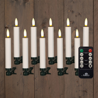 Kerstboomkaarsen op batterijen | 14 cm | Inclusief clip | 3D vlam |10 stuks LCO00740