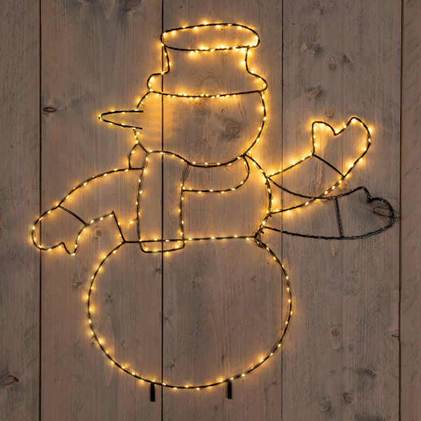 Kerstfiguur | Sneeuwpop zwaaiend | 60 x 50 cm | Extra warm wit | Geschikt voor buiten LCO00947 - 1