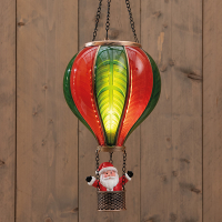 Kerstfiguur op batterijen | Luchtballon met kerstman | 20 x 62 cm | 24 lampjes | Rood/Groen LCO00817