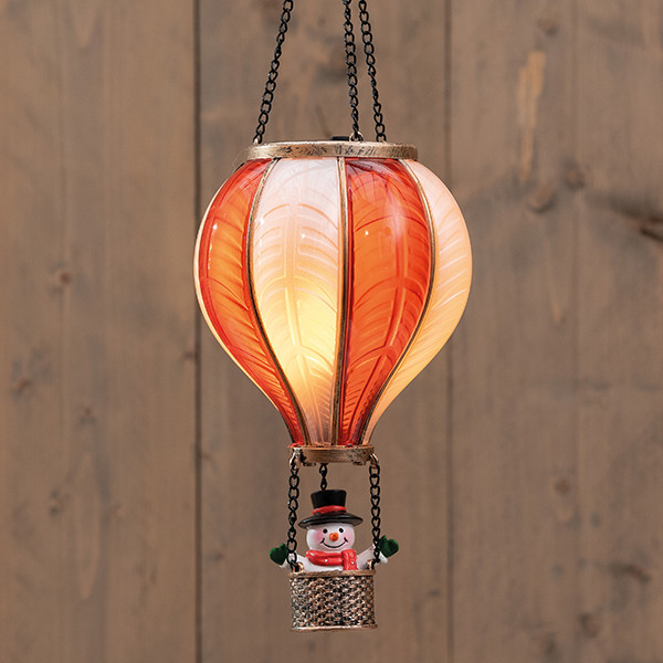 Kerstfiguur op batterijen | Luchtballon met sneuwpop | 14 x 45 cm | 20 lampjes | Rood/Wit LCO00815 - 1