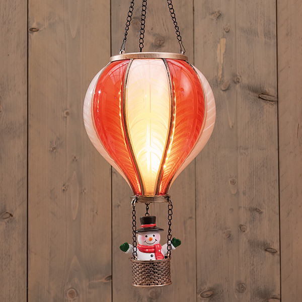 Kerstfiguur op batterijen | Luchtballon met sneuwpop | 20 x 62 cm | 24 lampjes | Rood/Wit LCO00816 - 1