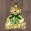 Kersthanger op batterijen | Beer | 14 x 9 x 15,9 cm | 2x AAA | Goud/Groen LCO00704 - 1
