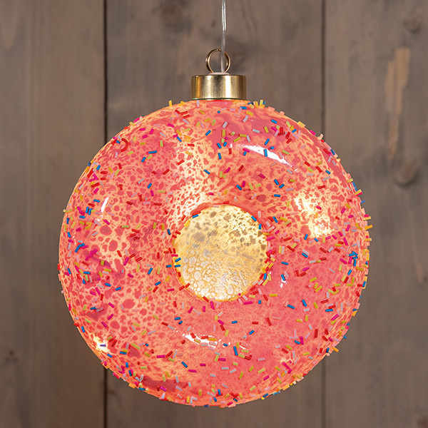 Kersthanger op batterijen | Donut | 15 x 5,4 x 16 cm | 2x AAA |  Roze LCO00721 - 1
