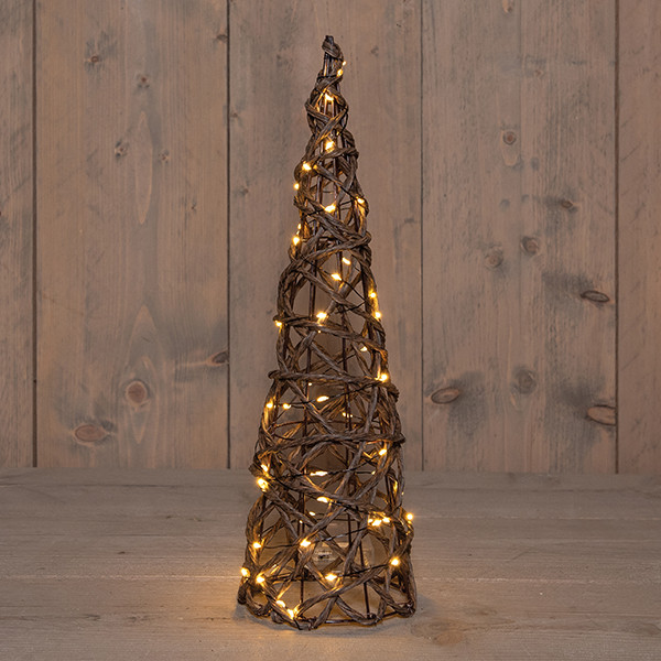 Kerstkegel op batterijen | 40 cm | Extra warm wit | 60 lampjes | Natural LCO00751 - 1