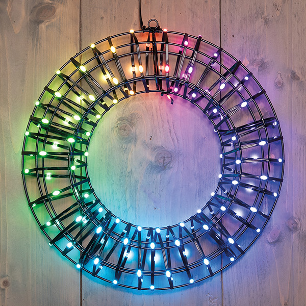 Kerstkrans Ø 36 cm | RGB | 140 lampjes | Zwart LCO00742 - 1