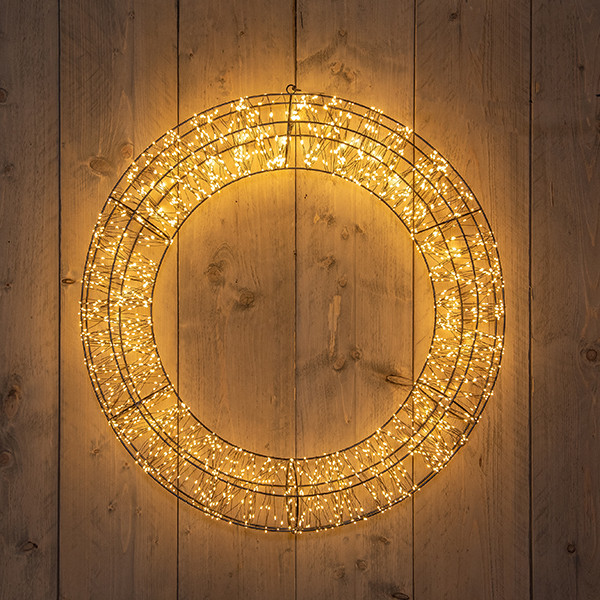Kerstkrans Ø 70 cm | Extra warm wit  | 2400 lampjes | Flash effect | Zwart LCO00781 - 1