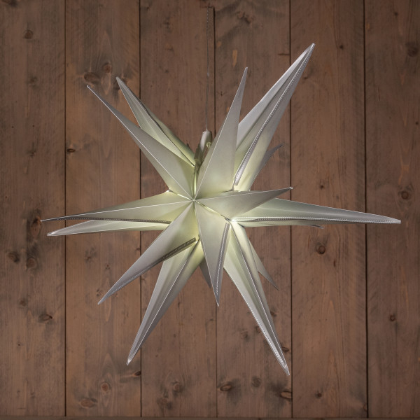 Kerstster 3D op batterijen | 60 cm | Warm wit | Zilver | 10 lampjes LCO00302 - 1