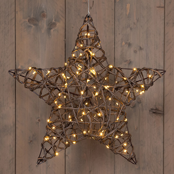 Kerstster hangend op batterijen | Ø 40 cm | Extra warm wit | 100 lampjes | Natural LCO00750 - 1