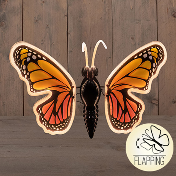 LED Vlinder | Bewegende vleugels | Spanwijdte 40 cm | Extra warm wit | Oranje LCO00691 - 1