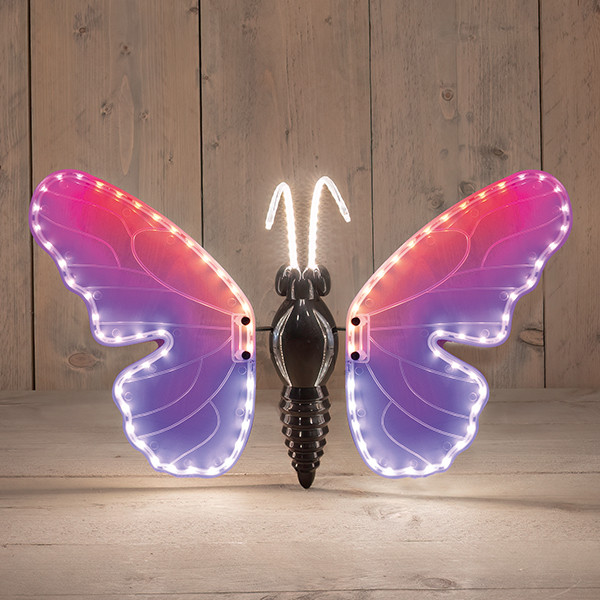 LED Vlinder | Bewegende vleugels | Spanwijdte 40 cm | Multicolor | Meerkleurig LCO00688 - 1