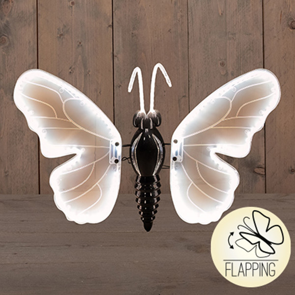 LED Vlinder | Bewegende vleugels | Spanwijdte 40 cm | Warm wit | Wit LCO00687 - 1